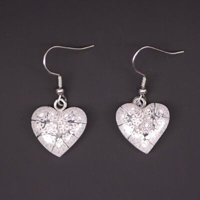 HEART earrings in authentic and handmade Murano glass Earrings in MURRINE or white millefiori