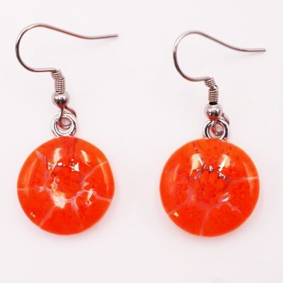 Pendientes de cristal de Murano auténticos y hechos a mano Pendientes redondos en naranja MURRINE