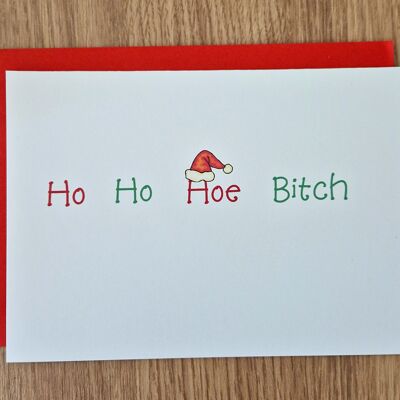 Funny Rude Christmas Card - Ho Ho Hoe