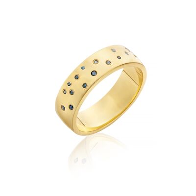 Anello a dispersione di diamanti blu