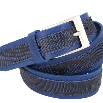 Belt Leather Man Unisex Missouri Futuro Bottalato Navy Blue