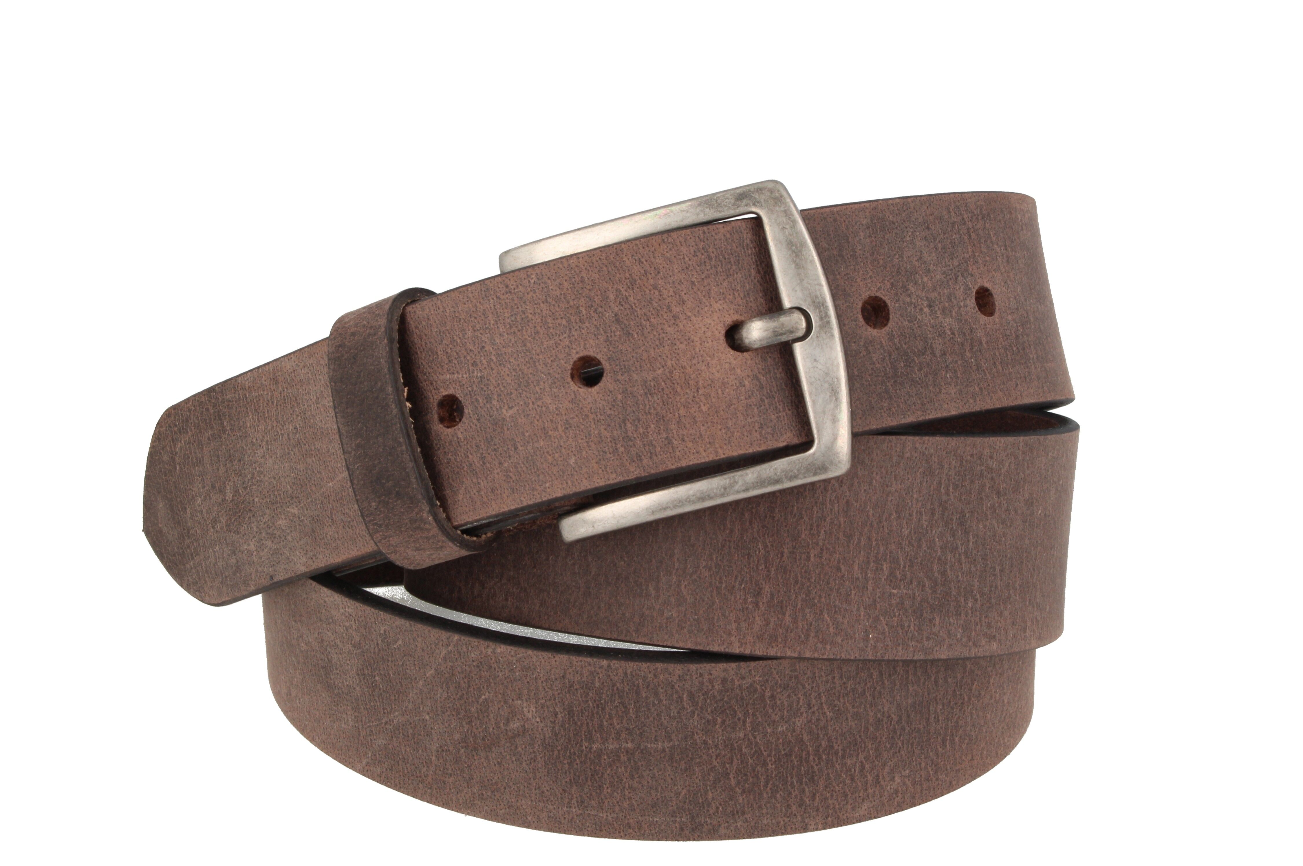 Cintura da uomo in pelle di bufalo bruciato marrone