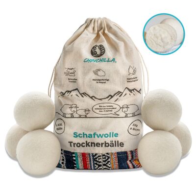 Dryer balls made of sheep's wool for fluffy, soft and fluffy laundry | plastic-free & durable made in Nepal