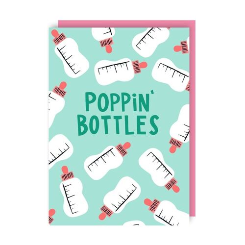 Poppin Bottles New Baby Funny Card pack of 6