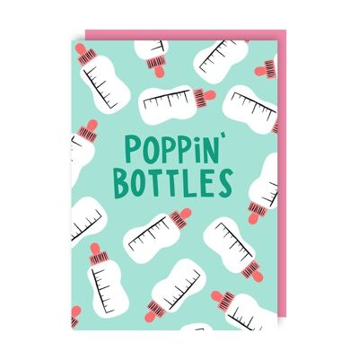 Paquete de 6 tarjetas divertidas de Poppin Bottles New Baby
