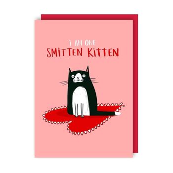 Smitten Kittne Cat Love Card Lot de 6 (Anniversaire, Saint Valentin, Appréciation) 2