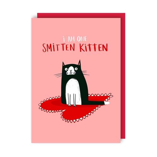 Smitten Kittne Cat Love Card pack of 6 (Anniversary, Valentine's, Appreciation)
