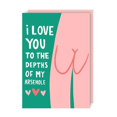 Arsehole Funny Rude Love Card confezione da 6 (anniversario, San Valentino, apprezzamento)