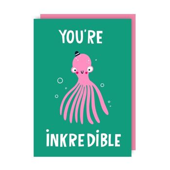 Lot de 6 cartes Inkredible Octopus Félicitations en pensant à vous 2