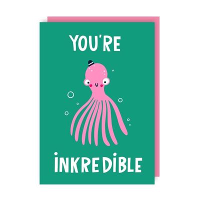 Lot de 6 cartes Inkredible Octopus Félicitations en pensant à vous