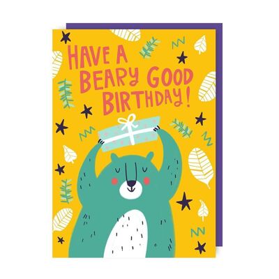 Pack de 6 tarjetas de cumpleaños para niños de Beary Kids