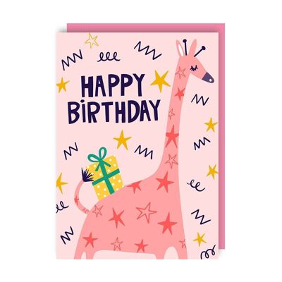 Paquete de 6 tarjetas de cumpleaños para niños con diseño de jirafa