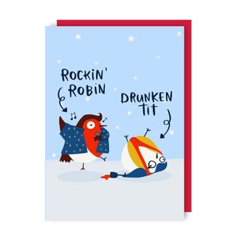 Lot de 6 cartes de vœux de Noël humoristiques Rockin' Robin 2