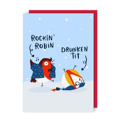 Lot de 6 cartes de vœux de Noël humoristiques Rockin' Robin