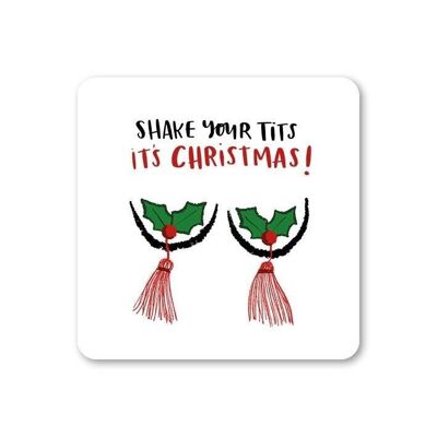 Tits Christmas Funny Christmas Coaster pack of 6