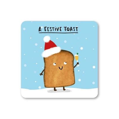 Festive Toast Funny Christmas Coaster pack of 6