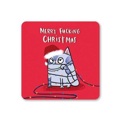 Merry Christmas Cat Funny Coaster Lot de 6