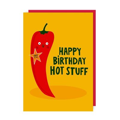 Paquete de 6 tarjetas de cumpleaños Hot Stuff Chili