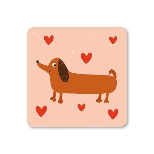 Happy Sausage Dog Coaster pack of 6