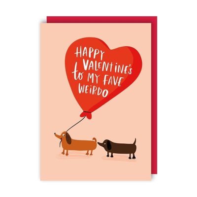 Fave Weirdo Sausage Dog Valentine’s Day Card pack of 6
