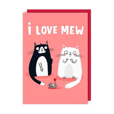 Confezione da 6 carte I Love Mew Love Day (anniversario, San Valentino, apprezzamento)