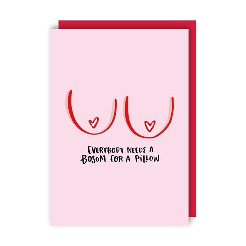 Bosom Funny Rude Love Card pack of 6 (Anniversary, Valentine's, Appreciation)