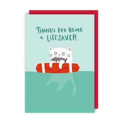 Paquet de 6 cartes de remerciement Lifesaver Cat