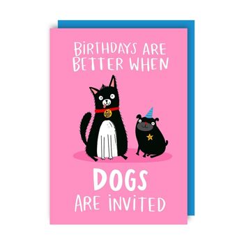 Pack de 6 cartes d'anniversaire de chiens invités 2
