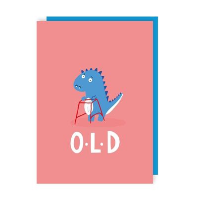 Paquete de 6 tarjetas de cumpleaños de dinosaurio antiguo
