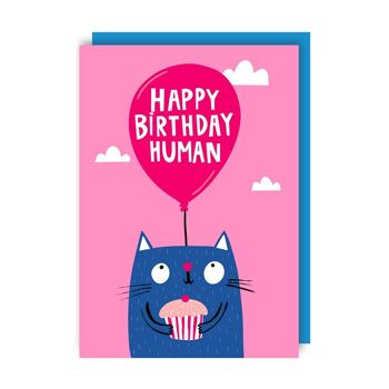 Lot de 6 cartes d'anniversaire Happy Birthday Human Cat 2