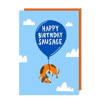 Lot de 6 cartes d'anniversaire pour chien saucisse 2