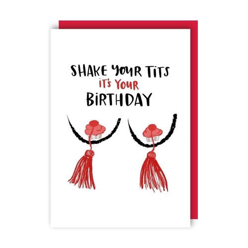 Tits Funny Birthday Card pack of 6