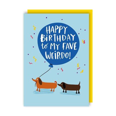 Paquete de 6 tarjetas de cumpleaños de perro salchicha Weirdo Fave
