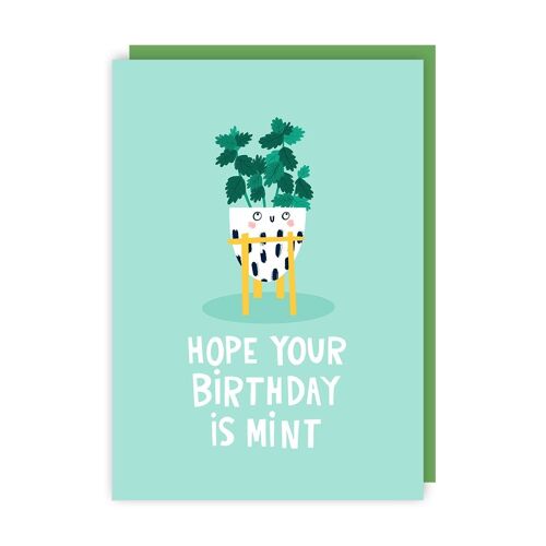 Mint Plant Birthday Card pack of 6