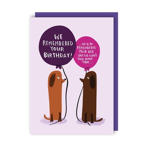 Remembered Sausage Dog Birthday Card pack of 6