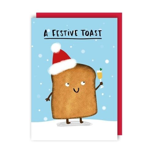 Festive Toast Funny Christmas Card pack of 6