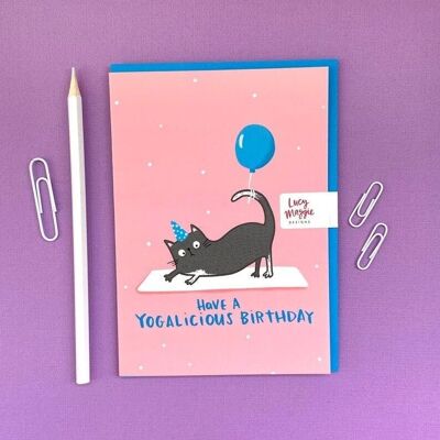 Paquete de 6 tarjetas de cumpleaños de Yoga Cat