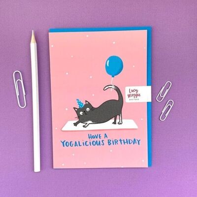 Yoga Cat Birthday Card pack of 6