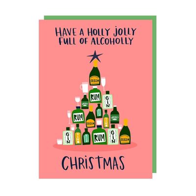 Alcoholly Funny Christmas Greeting Card pack of 6