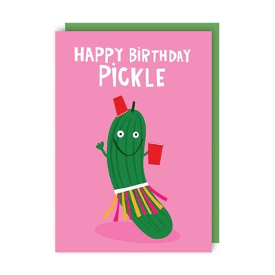 Paquete de 6 tarjetas de felicitación de cumpleaños con pepinillo en vinagre