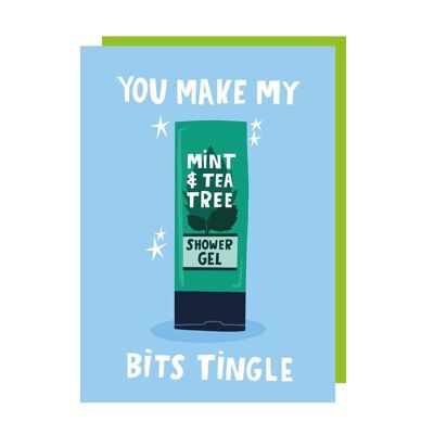 Tingle Shower Gel Funny Love Greeting Card pack of 6 (Anniversary, Valentine's, Appreciation)