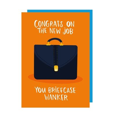 Briefcase Wanker New Job Card pack of 6