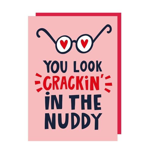 Funny Nuddy Love Greeting Card pack of 6 (Anniversary, Valentine's, Appreciation)