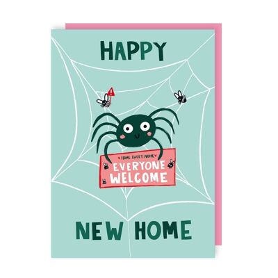 Confezione da 6 biglietti d'auguri per la nuova casa con ragno divertente