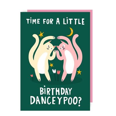 Danceypoo Cats Birthday Greeting Card pack of 6