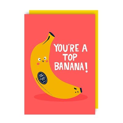 Paquete de 6 tarjetas de agradecimiento Top Banana Thinking of You