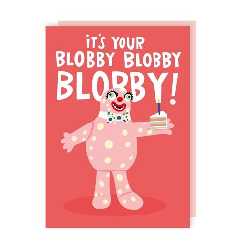 Mr Blobby 90s Birthday Greeting Card pack of 6