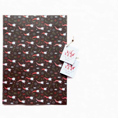 Gift Wrap Single Sheet with 2 gift tags – Santa Gnomes