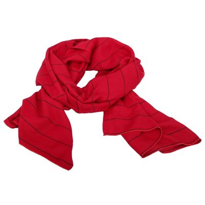 pinstripe scarf; cherry red