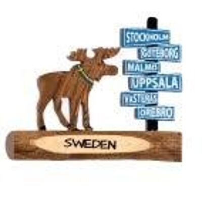 Moose with road sign magnet